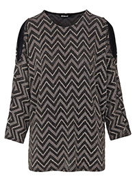 BLACK Glitter Cold Shoulder Top - Plus Size 24